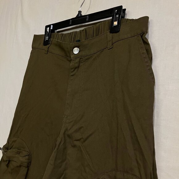 Wild Fable Women's Small Olive Mid-Rise Wide Leg Cargo Pants Elastic Waist - Picture 6 of 11